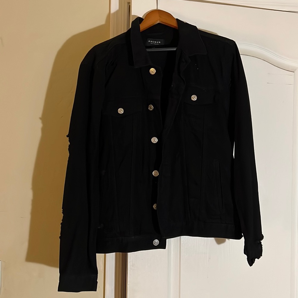 Black Distressed Denim Jacket